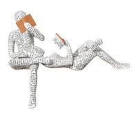 HOMSFOU 1 Ensemble Statue de penseur Abstrait décoration Statue du penseur de Lecture Sculpture Personnes lisant des Figures assises en pensant en résine Ornements Minimaliste Femme