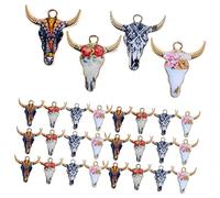 HOMSFOU 1 Jeu Pendentif Tête De Taureau Occidental Pendentifs Corne Barbotte Petit Breloques Pour La Fabrication De Bijoux Charmes De Boucle D'oreille Alliage 40 Pièces
