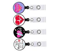 HOMSFOU 1 Jeu Porte Badge Rétractable Pour Infirmier Et Médecin Avec Clip Pratique Et Portable Pour Identification Au Travail 4 Pièces
