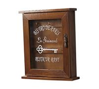 HOMSFOU 1 Pièce Ornements de Stockage de clés monté Acier Gardien Cintre de clé Murale Porte-courrier Mural Petit Code Porte-clés du Mur Organisateur Suspendu d'entrée Bois de pin Brun