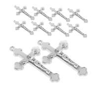 HOMSFOU 10 pièces Cross Pendant Jesus Crucifix Charm For DIY Jewelry Making Metal With Fade-resistant Finish For Earrings Necklaces Bracelets And Keychains