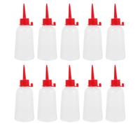 HOMSFOU 10 Pièces Flacon Plastique Ldpe 100ml à Aiguille | Bouchon Rouge, Paroi Translucide, Application Contrôlée pour Condiments et Huiles, Atelier ou Projet Créatif