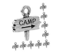 HOMSFOU 10 Pièces Pendentif En Alliage Porte-clés De Camping-car Charmes De Lanterne Collier De Camping Charmes Faits à La Main Charme Boussole Charme De La Montagne Bijoux Boussole Silver