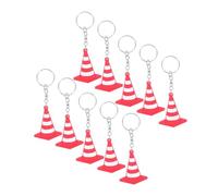 HOMSFOU 10 pièces Porte-clés Cône de Route Mini PVC Anneau Solide Accessoire Créatif pour Sac Voiture et Souvenirs de Circulation
