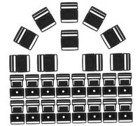 HOMSFOU 100 Pièces Boucles Plastiques à Libération Centrale Fermoirs Détachables pour Sangles de Casquette Noires Réglables et Durables pour Sacs à Dos et Randonnées