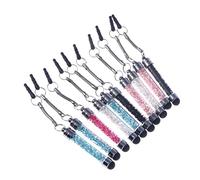 HOMSFOU 10pièces Stylos Cristal Diamant Stylets Capacitifs pour Tablettes Pointe Caoutchouc Souple avec Strass Acrylique Format Compact