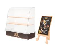 HOMSFOU 12 Modèle Armoire à Porte Coulissante Décor Pâtisserie Marron Jaune, Présentoir Gâteaux pour Décoration Mini la Cuisine Jouets