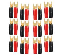 HOMSFOU 12 Paires Connecteurs Fourche Audio Voiture Laiton avec Isolation Rouge Noir Embouts Cosses Spade pour Câble Haut-Parleur HiFi et Amplificateur