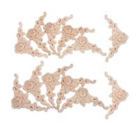 HOMSFOU 12 Pièces Appliques Sculpté à Motif Rose Décorations Angle Massif Non Peint Ornements DIY pour Meubles Portes Armoires Lits et Murs Finitions Décoratives Élégantes