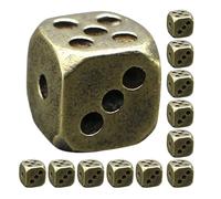 HOMSFOU 12 Pièces Dés de Jeu Rétro en Laiton à Coins Arrondis | Or, Pièce Décorative au Style Vintage, Prise Confortable, pour Maison et Présent, Lot Unique