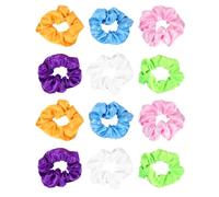 HOMSFOU 12 Pièces Élastiques à Cheveux LED en Satin pour Femmes Touche Souple et Éclat Solide, Accessoires Coiffure Élégants pour Fêtes Rave et Maquillage Couleur Aléatoire