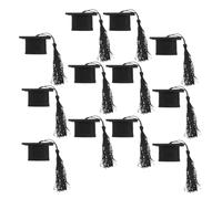 HOMSFOU 12 Pièces Mini Toque de Diplômé Noir en Non-tissé pour Décoration de Bouteille de Vin Gland, Design Délicat pour Fête de Remise des Diplômes et Réunion Familiale