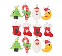 HOMSFOU 12pièces Breloques de Noël Résine Soi-même Pendentifs de Noël DIY Fournitures pour Création de Bijoux Breloques pour Loisirs Créatifs