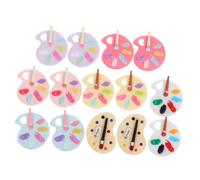 HOMSFOU 14 Pièces Mini Resin Palette Charms Set Cartoon Flatback Paint Tray Pendants For DIY Jewelry Making Phone Case And Hair Clip Decoration Creative Art Supplies