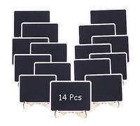 HOMSFOU 14Pièces Tableaux Miniatures Ardoise Support pour Fêtes et Décorations de Table Panneaux Carrés pour Messages et Etiquettes