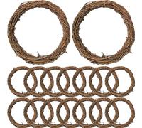 HOMSFOU 16 Pièces Couronne De Vigne Anneaux Mini Rotin Naturel Branche De Vigne Couronne Cerceau pour Bricolage Artisanat Mariage Décors Fête Noël