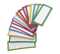 HOMSFOU 16Pièces Étiquettes Nominatives Magnétiques Réutilisables Autocollants Effaçables à Sec pour Écoles et Bureaux Couleurs Dentelle Couleurs Unies