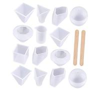 HOMSFOU 18 Pcs Set Moules Créatifs Silicone pour Diy Tasses à Mesurer et Bâtonnets de Mélange Outils de Fabrication Artisanat