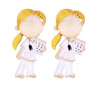HOMSFOU 2 Broches pour Infirmière Mignonnes, Émail Goutte et Stéthoscope, Alliage de Zinc, Accessoire de Vêtements pour Célébrations
