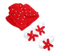 HOMSFOU 2 Ensembles Costume De Sirène Étoile De Mer Vêtements De Photographie Bébé Fille Accessoires Photo Nouveau-né Tricote des Vêtements La Modélisation De Bébé Rouge Princesse Sirène