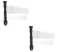 HOMSFOU 2 Ensembles Mini Perceuse Manuelle Aluminium Noir avec Forets Hélicoïdaux Outil de Modélisme et Perçage pour Plus