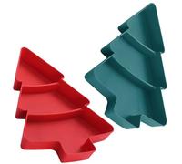 HOMSFOU 2 Pièces Assiette de Noël de Sapin à Trois Compartiments, PP | Plateau Décoratif Compact, pour Desserts et Noix, Design Multi-grille, Léger et Pratique