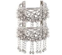 HOMSFOU 2 Pièces Bracelet de Bras à Clochette en Métal Argenté, Bijoux Danse Ventre, Léger et Agréable pour Cosplay ou Performance Scène