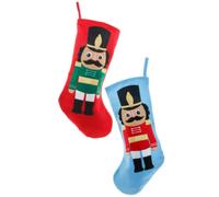 HOMSFOU 2 Pièces Chaussette de Noël Motif Soldats Casse-Noisette en Feutre | Sachet pour Chocolats et Petits Jouets, Thème Festif aux Couleurs Vives, pour Chambre, Maison, Enseignants et Garçon Fille
