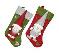 HOMSFOU 2 Pièces Chaussette de Noël Suspendue Ornement Décoratif en Tissu | Rouge et Vert, pour Bonbons et Petits Objets, Usage Bars Restaurants, Style Saisonnier