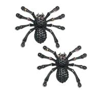 HOMSFOU 2 Pièces Clips à Chaussures en Alliage et Cristaux Forme Araignée Noire pour Talons et Chaussures de Mariée sans Bride, Accessoires Élégants et Scintillants pour Décoration
