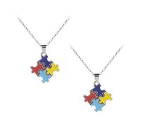 HOMSFOU 2 Pièces Collier et Décoratif en Alliage Léger, Puzzle Autisme