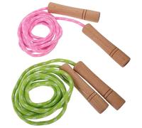 HOMSFOU 2 Pièces Corde Élastique Ajustable 2,7m avec Poignées en Bois pour Débutants et Confirmés Endurance Gym et Extérieur Adultes et Adolescents