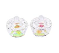 HOMSFOU 2 Pièces Coupelle à Ongles en Cristal Octogonale en Verre avec Couvercle, Contenant Liquide pour Ongles Acryliques, Accessoire Nail Art Professionnel et Usage Domestique, Mini