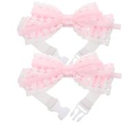 HOMSFOU 2 Pièces Embrasse de Rideau Nœud Rose, Bordure Dentelle | Élastique et Boucle Décorative, Maintien Net des Panneaux, pour Moustiquaires, Chambre Garçon Fille, Fête