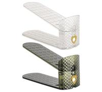 HOMSFOU 2 Pièces Empileur de Chaussures Étagère à Chaussures Double Couche Réglable en Plastique, Design Antidérapant, Gain de Place, Vert Olive et Blanc