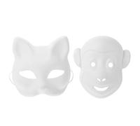 HOMSFOU 2 Pièces Masque de Chat Blanc Soi-même en Papier, Masque Vierge Peint pour Fête D'halloween et Soirée Déguisée, Accessoire de Bricolage Léger