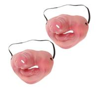 HOMSFOU 2 Pièces Masque Demi-visage en Latex avec Nez de Cochon Réaliste, Accessoire de Déguisement Animal Drôle et Confortable pour Poisson D'avril et Jeux de Mariage
