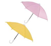 HOMSFOU 2 pièces Parapluie Petit Format pour Téléphone et Vélo Étanche Résistant et Compact Ombre Solaire Décorative Légère pour Promenade Extérieur Lot de Rose Jaune