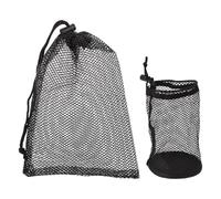 HOMSFOU 2 Pièces Pochette de Golf en Filet Nylon Noir pour Balles et Tees | Grosse Ouverture, Cordon de Serrage Bloqueur, Fond Rond, Clip de Transport pour Extérieur