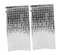 HOMSFOU 2 Pièces Rideau Carré Rideau à Franges Scintillantes Rideaux à Franges en Aluminium Rideau à Franges Guirlandes Murales Rideau à Franges De Guirlandes pour La Fête Plastique Silver