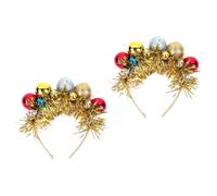 HOMSFOU 2 Pièces Serrage-tête de Noël Garçon et Filles Or, Boules | Style Adorable et Classique, Confortable à Porter, pour Fêtes D’hiver et Occasions Festives, Attire L’attention