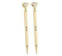 HOMSFOU 2 Pièces Stylo à Bille avec Gros Diamant Lot de Stylos Élégants pour École et Bureau Doré