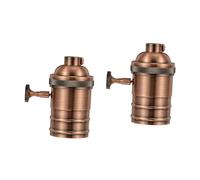 HOMSFOU 2 Pièces Support De Lampe Rétro E27 Prise De Lumière De La Chaîne Gradateur De Douille De Lampe Porte-lumière Rond Rouge Commutateurs Rotatifs Faire Tourner Cuivre