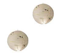 HOMSFOU 2 Pièces Suspension Ronde Lanterne Chinoise Lustre Rond Lanterne en Papier Pliable s en Papier Décoratives Suspensions Extérieures en De Style Chinois