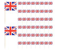 HOMSFOU 200 Pièces Drapeaux Décoratifs en Bois et Papier pour Gâteaux, Fruits et Apéritifs, Décorations Fête, Cocktail et Buffet, Accessoires pour Anniversaire et Réception