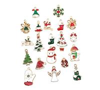 HOMSFOU 20pièces Pendentif Noël Alliage Éléments de Noël pour Créer Bijoux Décorer Colliers et Téléphones Style Aléatoire