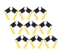 HOMSFOU 24 Pièces Décorations de Gâteau de Remise de Diplôme Mini Chapeaux en Feutre Jaune avec Pompon pour Cupcakes et Bouteilles, Accessoires Festifs pour Fête de Graduation