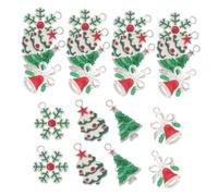 HOMSFOU 24pièces Breloques Sapin de Noël Flocons Cloches Alliage pour Bijoux de Fêtes Pendentifs pour Créations