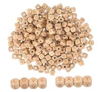 HOMSFOU 260 Pièces Perles Carrées Alphabet Beech Lettres Bricolage Création Bijoux Colliers Bracelets DIY