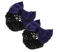 HOMSFOU 2pcs Filet à Chignon en Tissu Bleu pour Femmes, Couvre-cheveux de Nœud, Gestion Chignon et Maintien des Cheveux, pour Occasions Formelles et Ballets